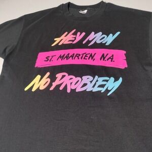 St. Maarten Hey Mon No Problem XL Tee Hanes Heavyweight 50/50 Single Stitch Vtg